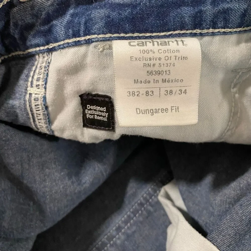 Carhartt Dungaree Fit Carpenter Jeans 38x34 Blue Workwear Utility Pants
